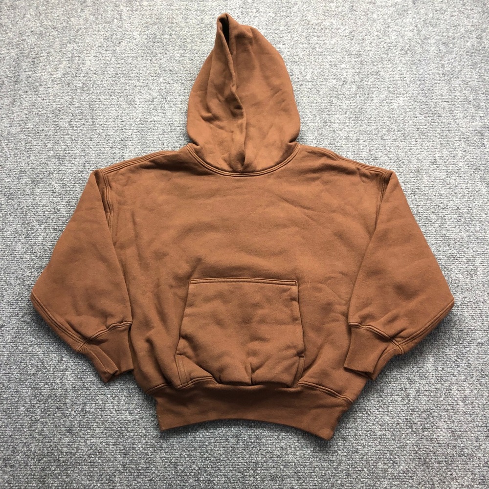 YZY Gap Kids Hoodie Brown Cotton Fleece Pullover Sweatshirt Size S 6-7
